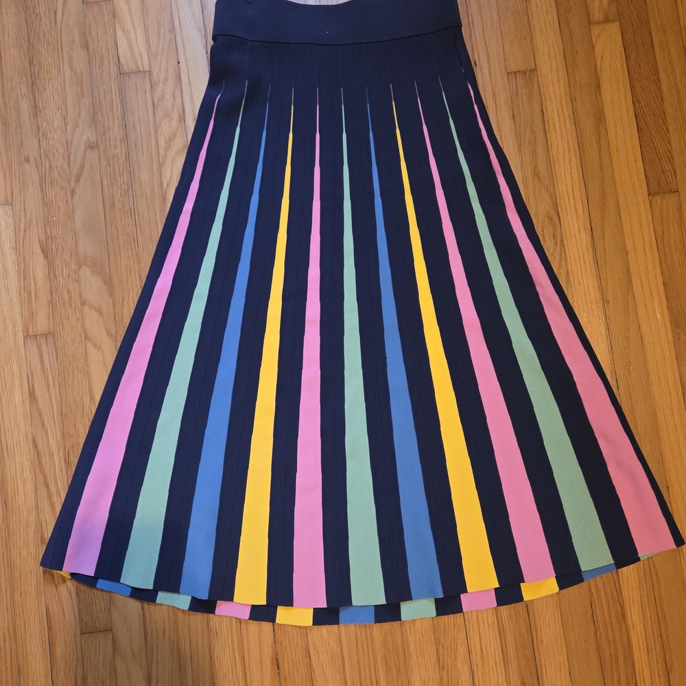 Anthropologie Navy Multicolor A-Line Skirt - Picture 3 of 12